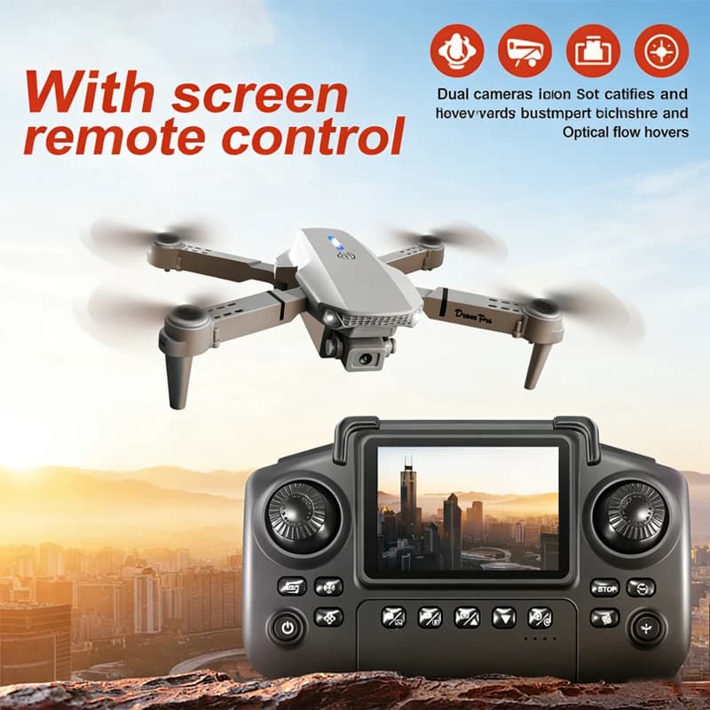 Nuovo Drone RC E88 con Controllo da Schermo, Doppia Fotocamera HD 8K, Telecamera Grandangolare, Elicottero Pieghevole, Quadricottero, Regalo per Bambini