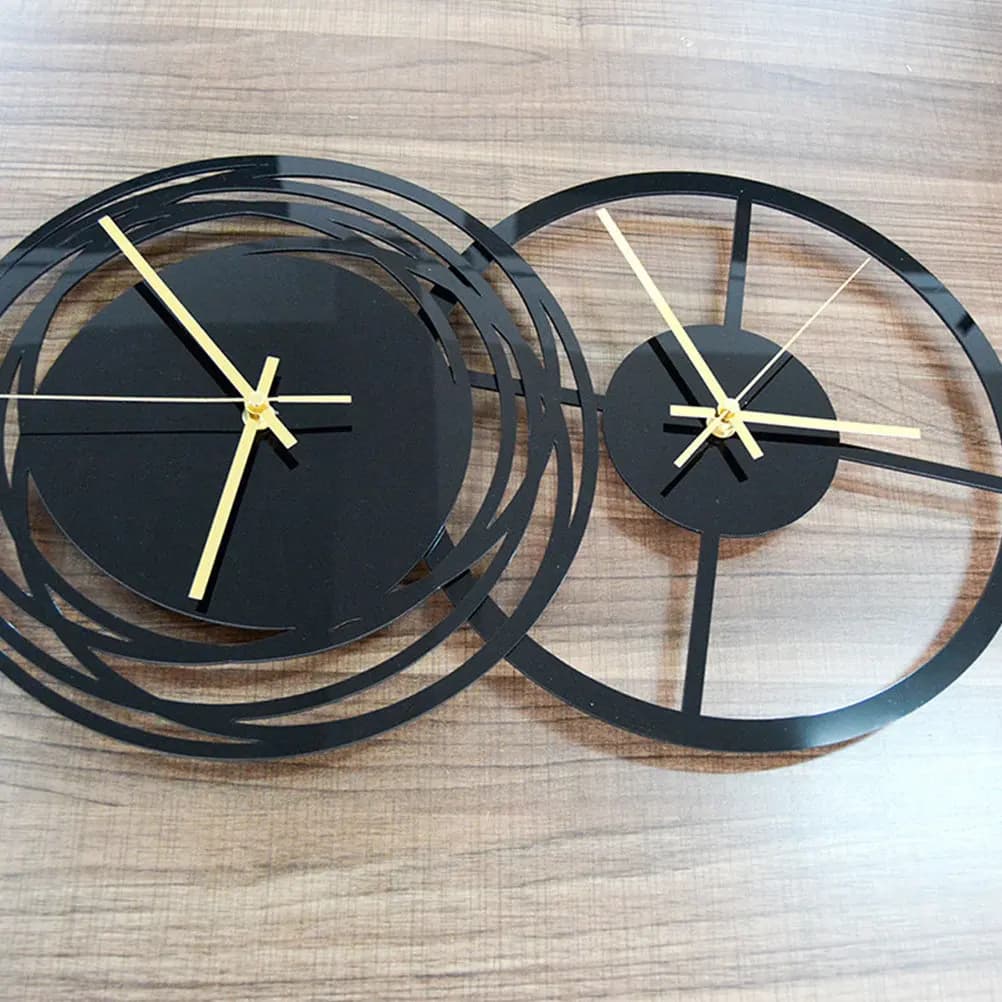 Orologio da Parete 3D in Acrilico Nero Silenzioso Senza Ticchettio Decorativo per Soggiorno Camera da Letto Ufficio Decorazione Murale