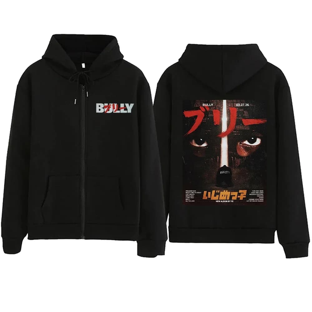 Felpa con Cappuccio e Zip Y2K Stile Harajuku Rapper Kanye West Bully Ye per Uomo e Donna