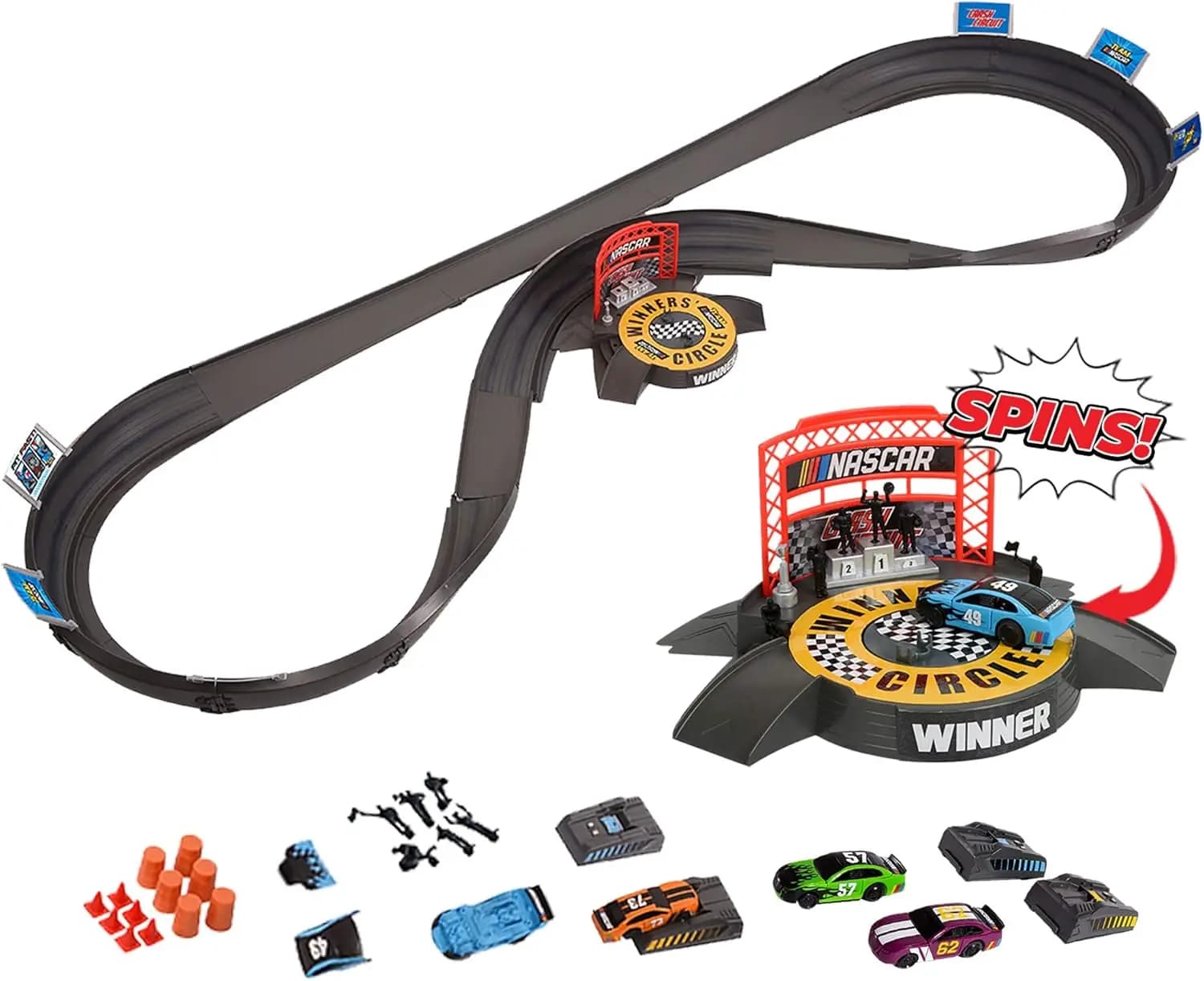 Set di Piste per Auto Slot | Pacchetto Crash Circuit Ultimate Road Course | 4 Auto Elettriche con Caricatori Rapidi | Piste da Corsa
