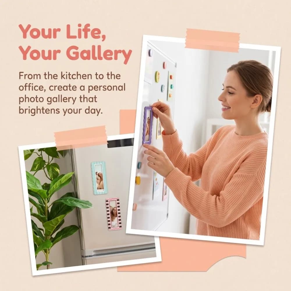 Vertical Frames Magnetic Photo Frame Set Colorful Retro Photo Holders Cratch-Resistant Creative Picture Frames