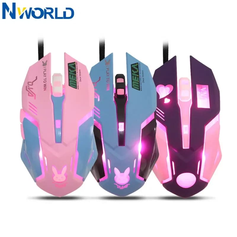 OW 6 pulsanti Respirazione Mouse da gioco retroilluminato a LED D.VA Reaper Mouse per computer cablato per PC Overwatch Mouse da gioco Mouse da gioco Gamer