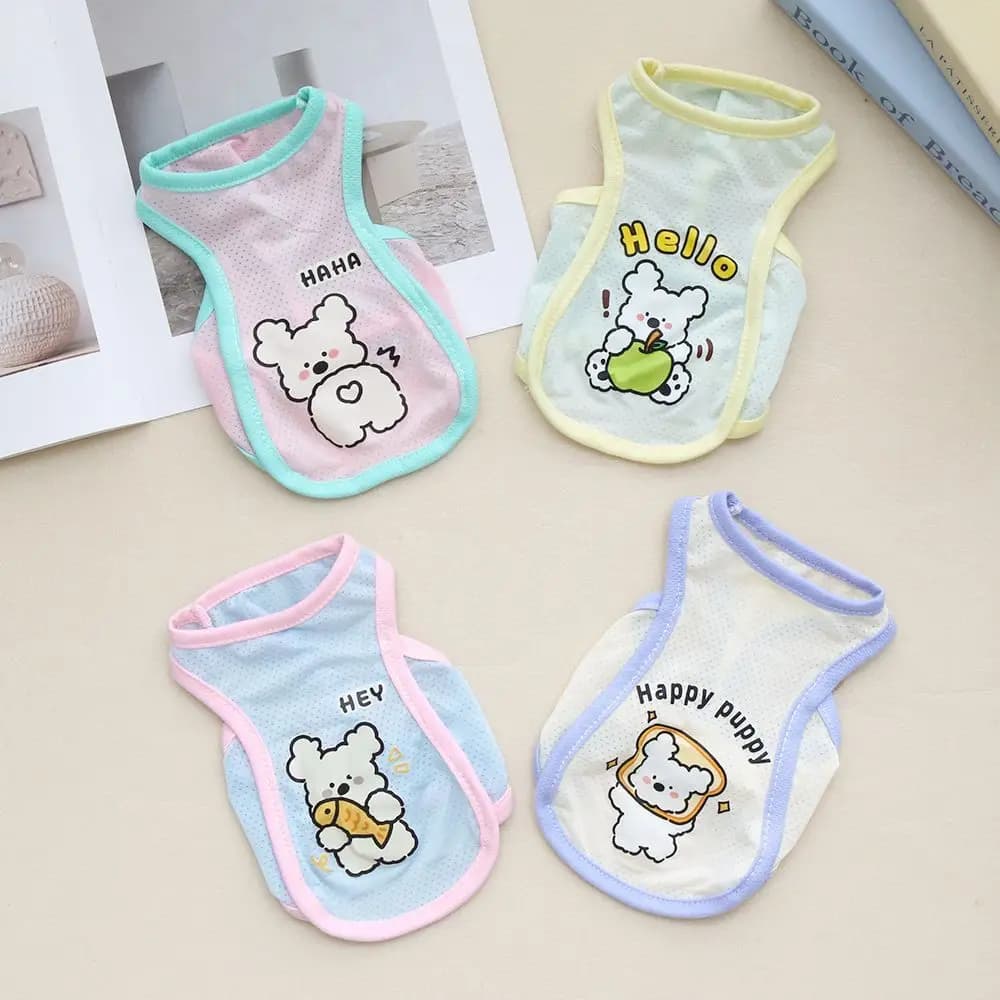 Dog summer cooling vest pet ice silk cooling clothes breathable cool cat dog cartoon puppy clothes
