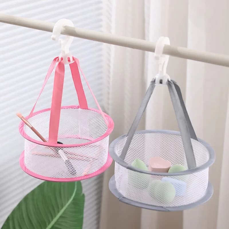 Drying net bag for home foldable mini clothes basket beauty egg storage net frame round drying socks handy gadget