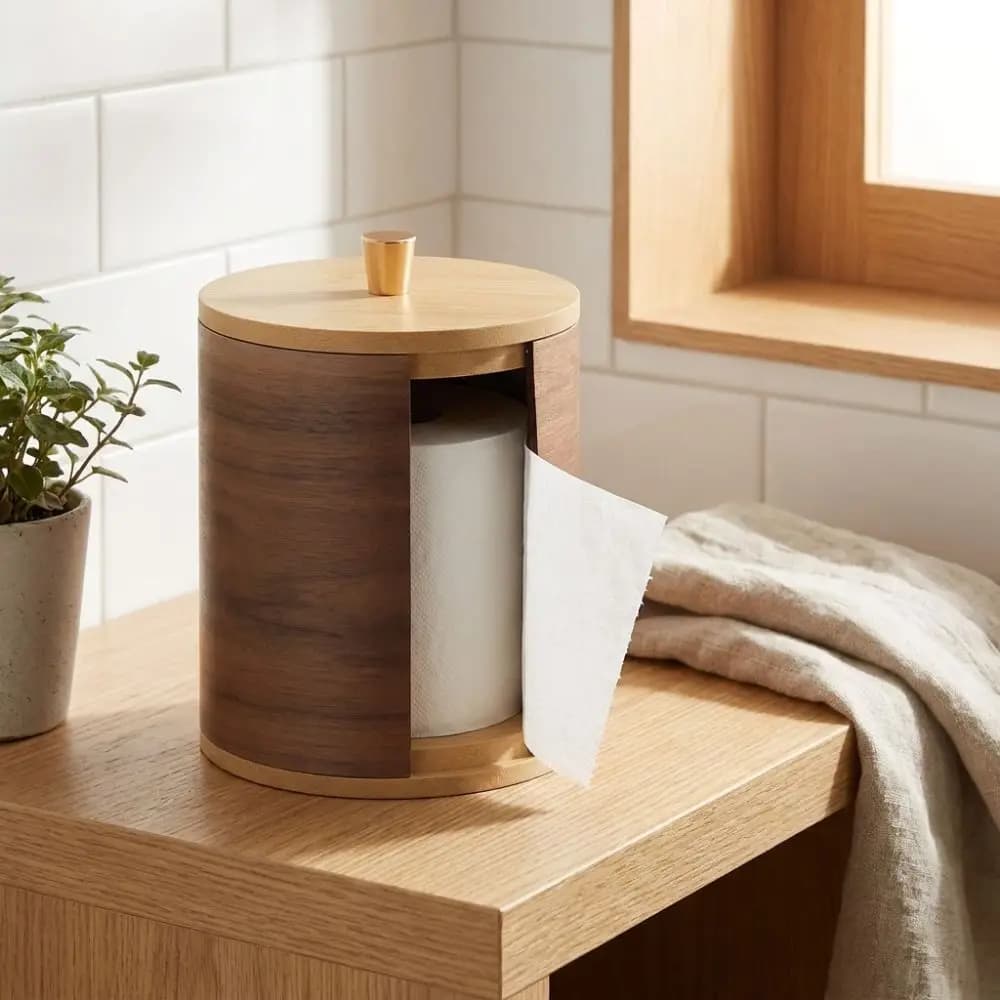 Paper Container Wooden Tissue Storage Box Minimalist Handmade Toilet Paper Holder Retro Large Capacity Roll Paper Dispenser Home