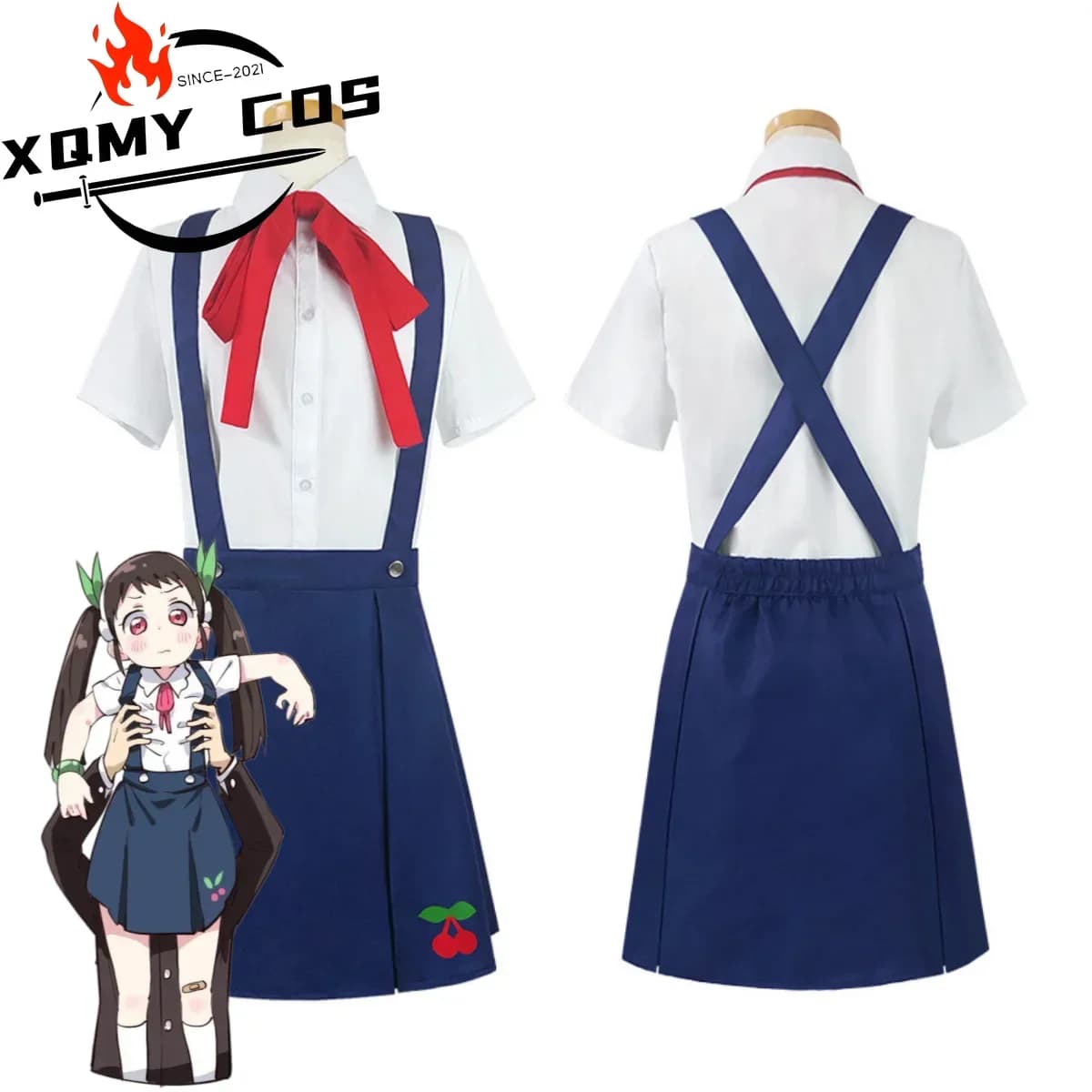 XqAnime Bakemonogatari Monstory Series Hachikuji Mayoi Cosplay Costume Shirt Strap Skirt School Uniform Woman Sexy Cute Sailor S