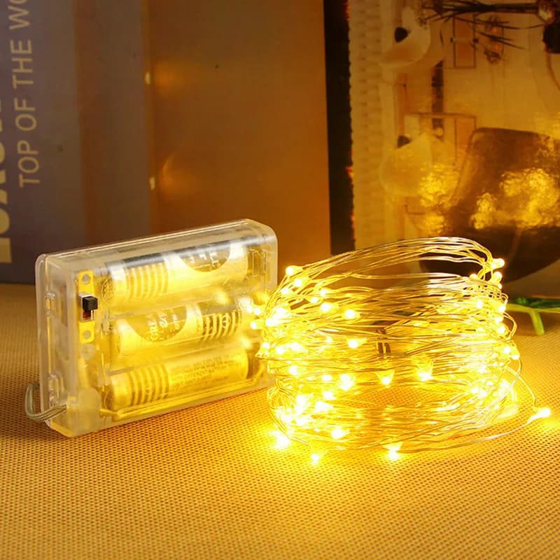 Luci Natalizie a LED per Decorazione Casa e Camera da Letto, Ghirlanda con 10/20/50/100 LED a Batteria, Luci Fatate a Filo per Matrimoni e Feste