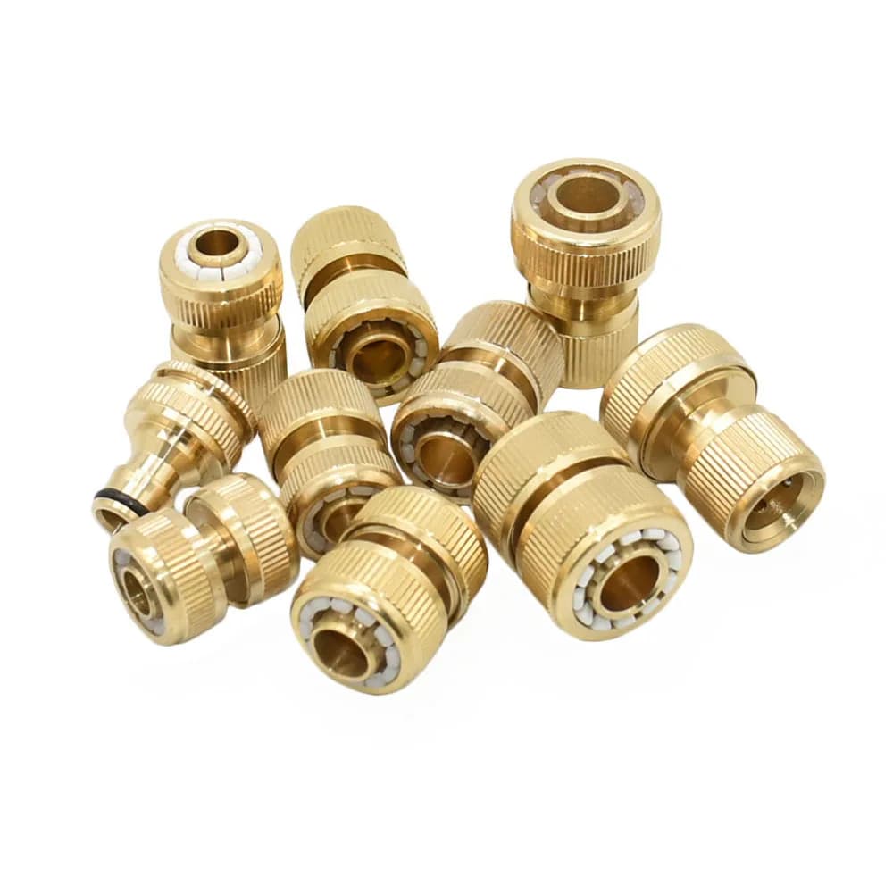 1/2 "5/8" 3/4 "Rame Tubo da giardino Connettore rapido Raccordo di riparazione in ottone Accoppiatore di arresto dell'acqua Adattatore per pistola ad acqua