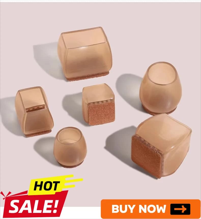 Coprigambe per sedie in silicone spesso con base in feltro, cuscinetti antiscivolo silenziosi per mobili, protezione antigraffio per gambe rotonde/quadrate