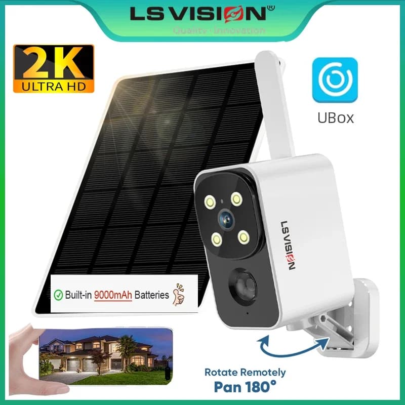 LS VISION Telecamera solare esterna Telecamera wireless WIFI/4G Tempo ultra standby PIR Luce di movimento Visione notturna a colori Rilevamento AI Batteria Cam