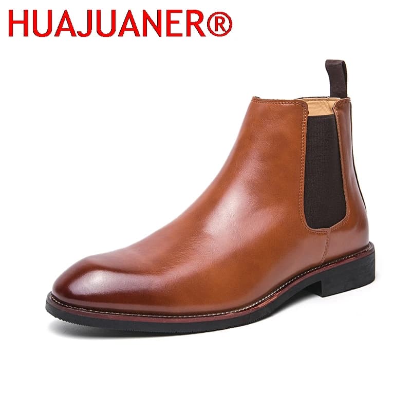 2026 Stivaletti Chelsea alla moda da uomo Classici alla moda in morbida pelle con tomaia in gomma antiscivolo Stivaletti casual resistenti al caviglia quotidiani