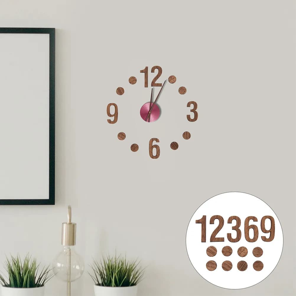 Set Orologio da Parete Minimalista con Numeri in Legno, Kit Fai-da-Te per Arredamento Soggiorno, Movimento Silenzioso, Parti di Ricambio