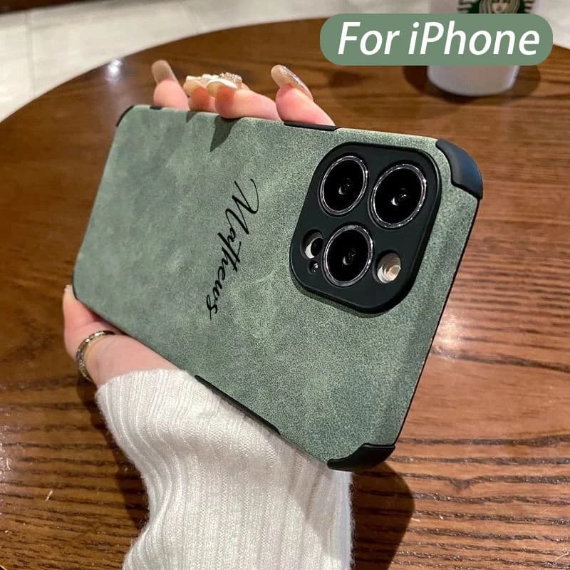 Custodia in pelle di agnello di lusso personalizzata per iPhone 11 12 13 14 15 16 Pro Max Nome personalizzato Cover fai da te 11 12 13 14 15 Pro Max