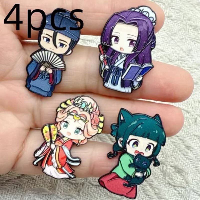 Set di 4 Distintivi a Forma di Personaggi Cartoon, Spille per Zaini, Badge Carini per Vestiti, Accessori per Abbigliamento