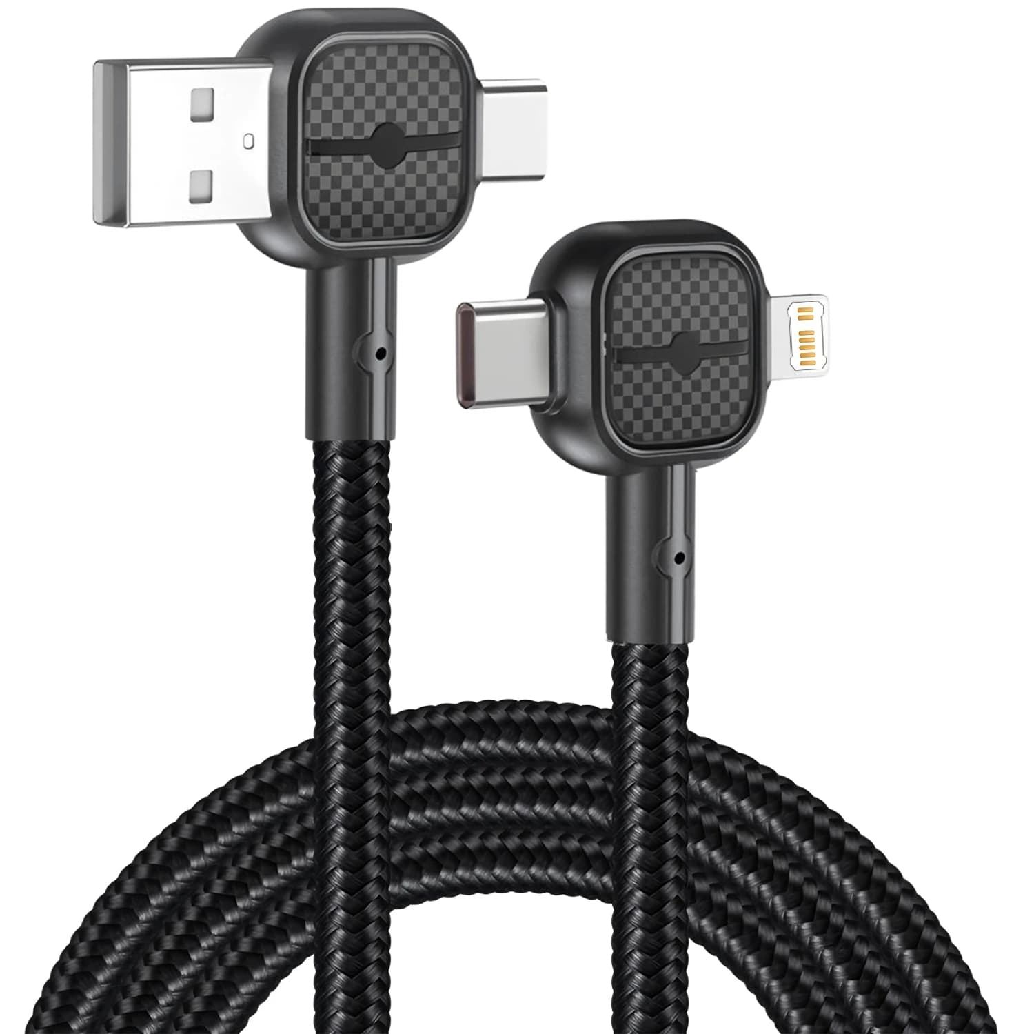 1.2M Dual Elbow USB C To Type C/IOS Short Spring Data Cable Fast Charging Cable For iPhone Pro Samsung Xiaomi Phone Charger