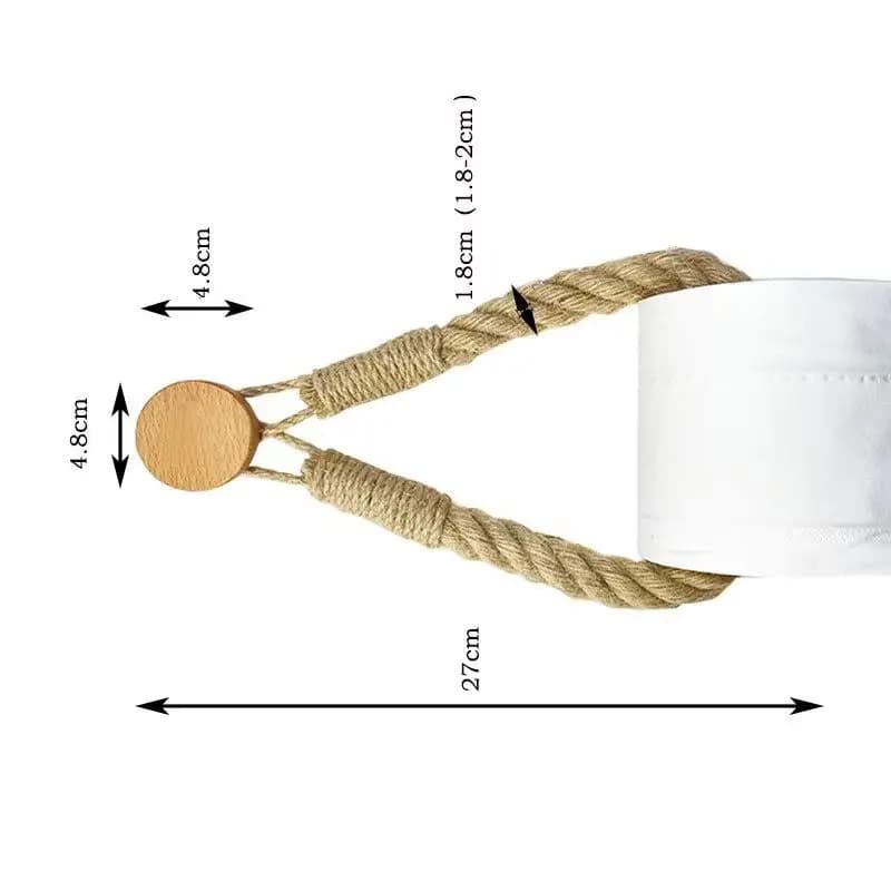 Solid Wood Hemp Rope Woven Towel Rack Punch-Free Wall Mounted Tissue Holder Multifunctional Roll Paper Facial Towel Storage