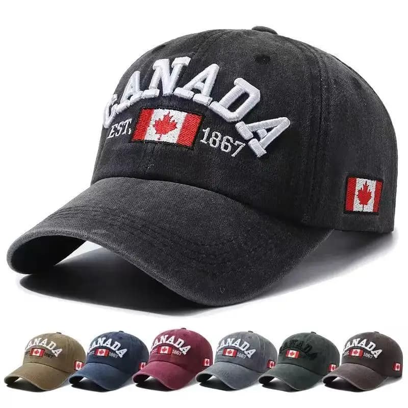 CANADA Cappellino da baseball vintage in denim lavato con visiera e chiusura snapback per uomo e donna, cappello sportivo per il tempo libero, pesca e protezione solare