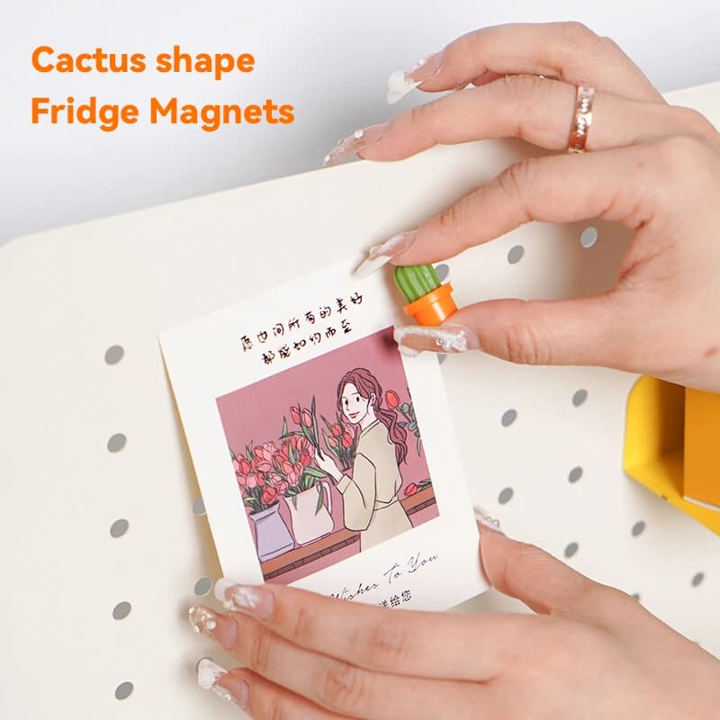 Magnete da frigorifero con messaggio magnetico per cactus da 6 pezzi Magnete da frigorifero tridimensionale con sfera di cactus in vaso per piante verdi