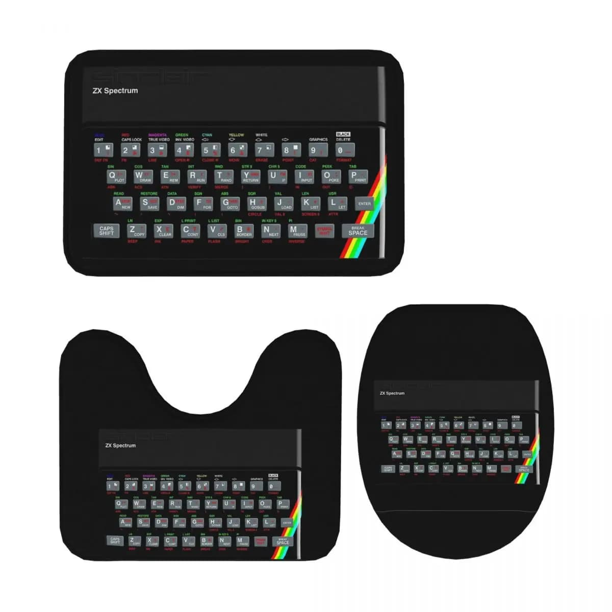 ZX Spectrum Tappetino da bagno da 3 pezzi Set da bagno Copri coperchio per WC Decorazioni per la casa Tappeto antiscivolo