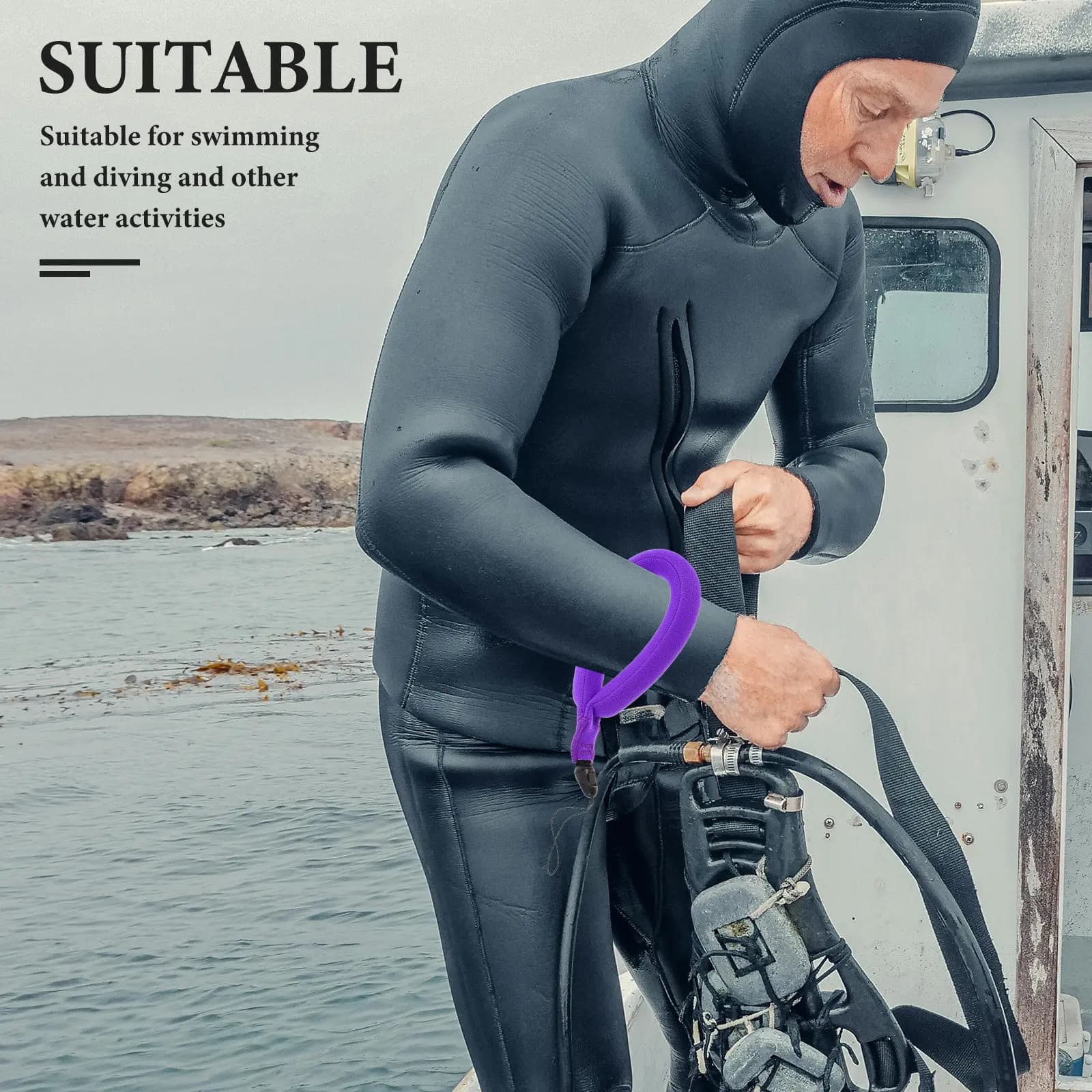 Waterproof Floating Wrist Strap Purple Neoprene Camera Phone Float Band Swimming Snorkeling Diving Underwater Lanyard