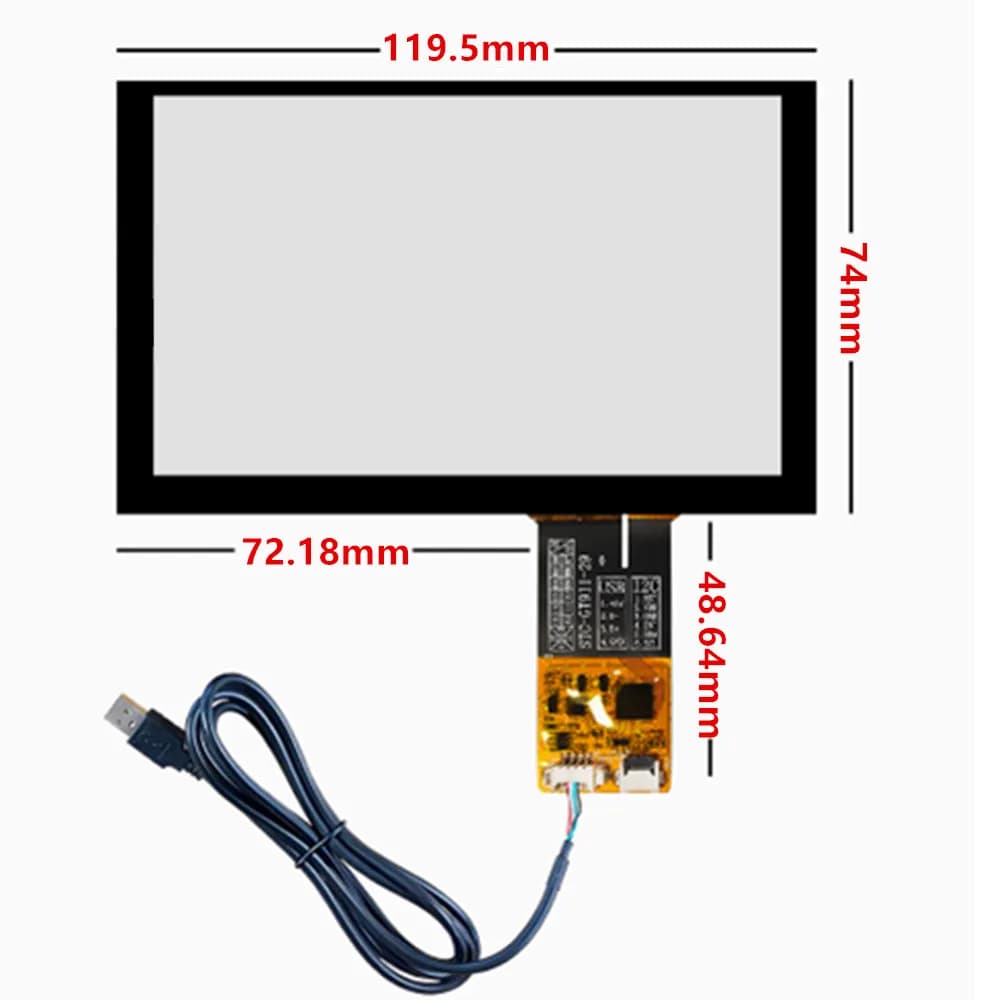 5 pollici 119.5mmX74mm Touch Capacitivo Digitizer Raspberry Pi Navigazione GPS Pannello Touch Screen In Vetro + Scheda Driver USB