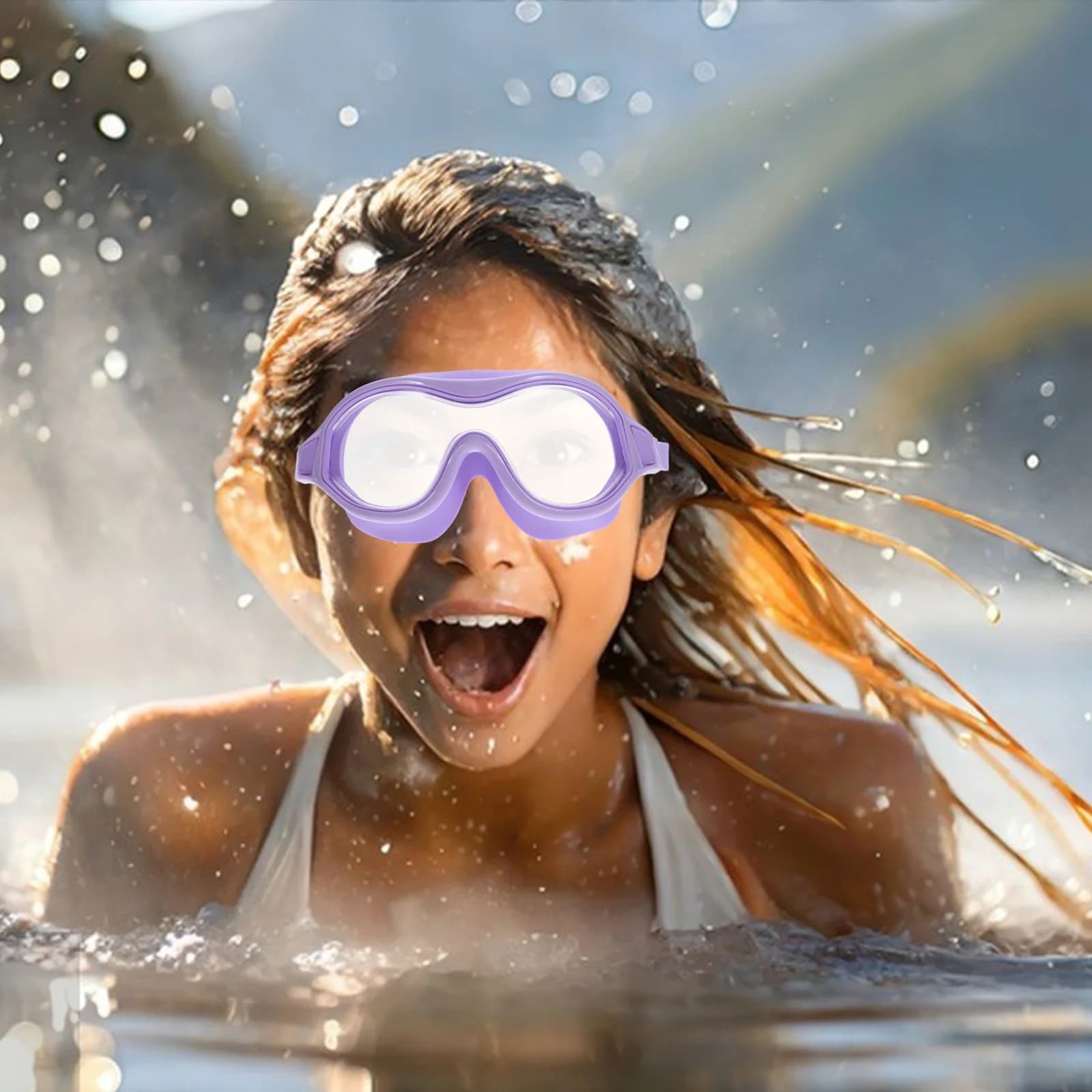 Waterproof swimwear with transparent lenses, anti-fog, adjustable strap, light, unisex, for adults, sport