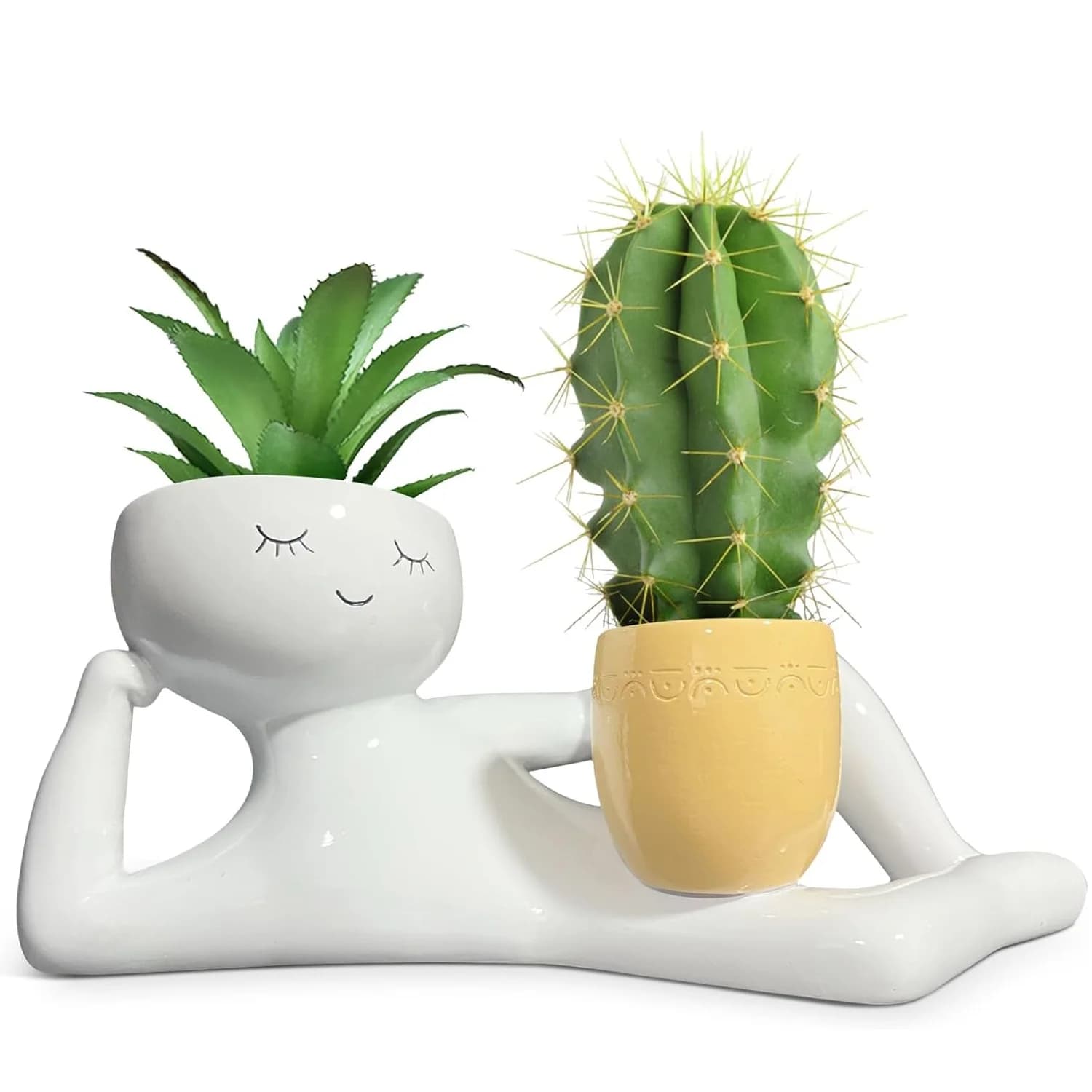 Vaso per Piante 'Lazy Little Guy', Vaso Unico e Divertente per Piante Grasse e Cactus, Decorazione per Casa, Giardino e Scrivania