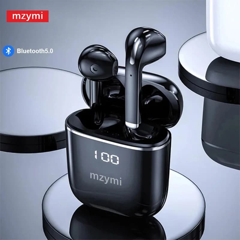 Mzymi J05 Auricolare wireless In Ear Bluetooth5.0 Cuffie con riduzione del rumore Cuffie impermeabili Display di alimentazione Interruttore tattile Auricolari