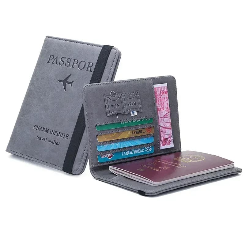 Custodia per passaporto in pelle con fascia elastica Porta passaporto da viaggio Portafoglio Uomo Donna Passaporti Copertina per documenti per carte