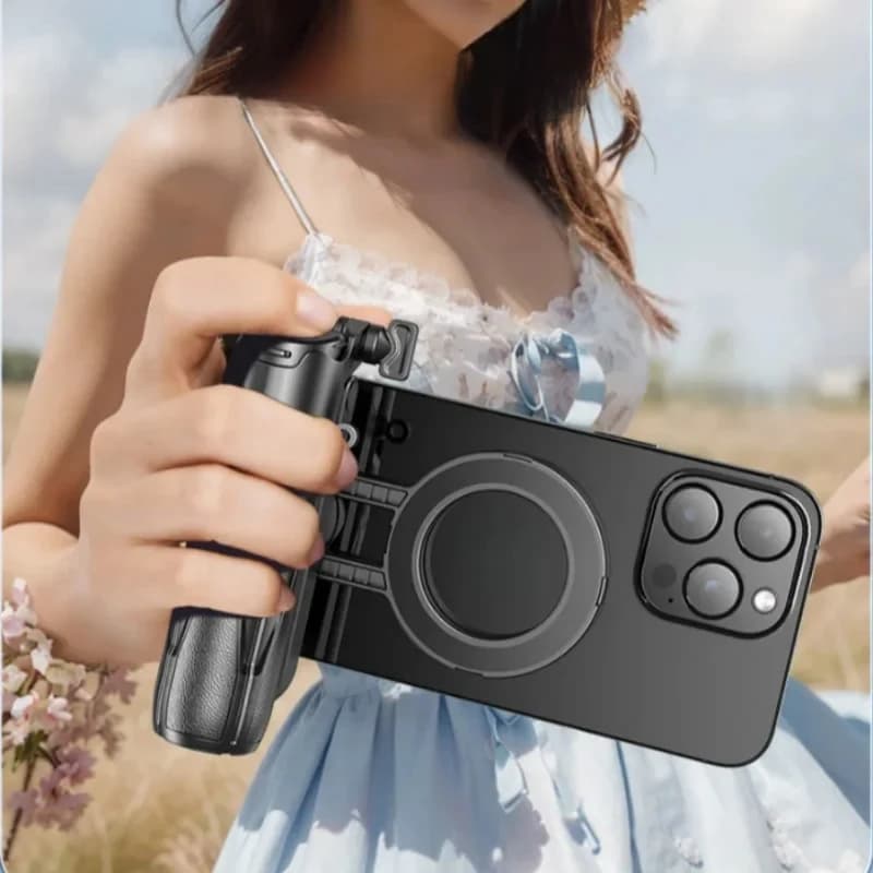 MagSafe Mini Selfie Stick Tripod, Strong Magnetic Phone Holder, Pocket Monopod Desktop Stand for iPhone 12-16 Pro Max, 360° Rota