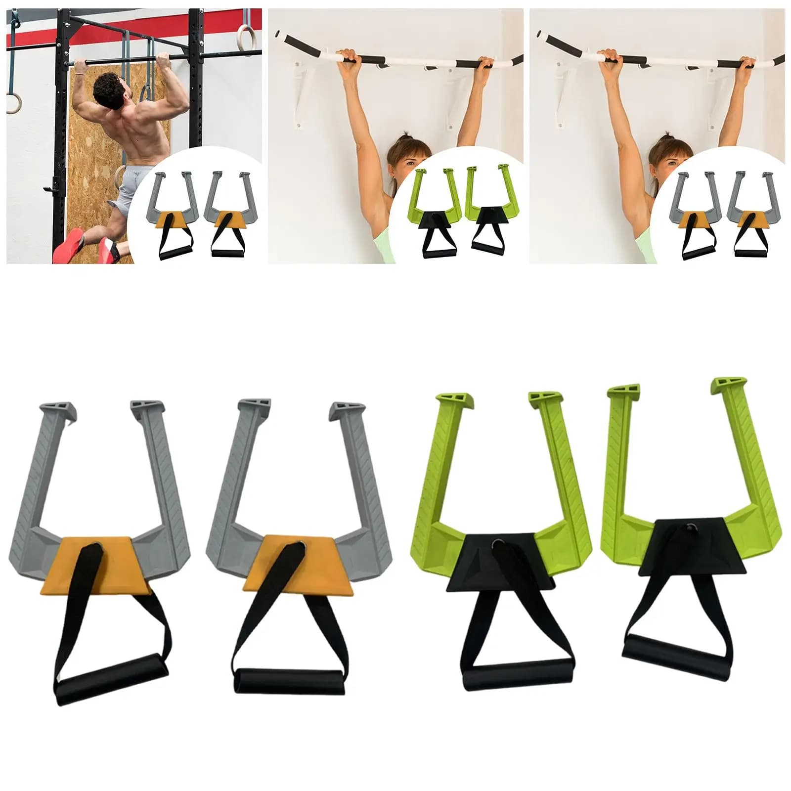 2-piece portable traction bar, traction bar handles for gym equipment at home with double non-slip light handle for training