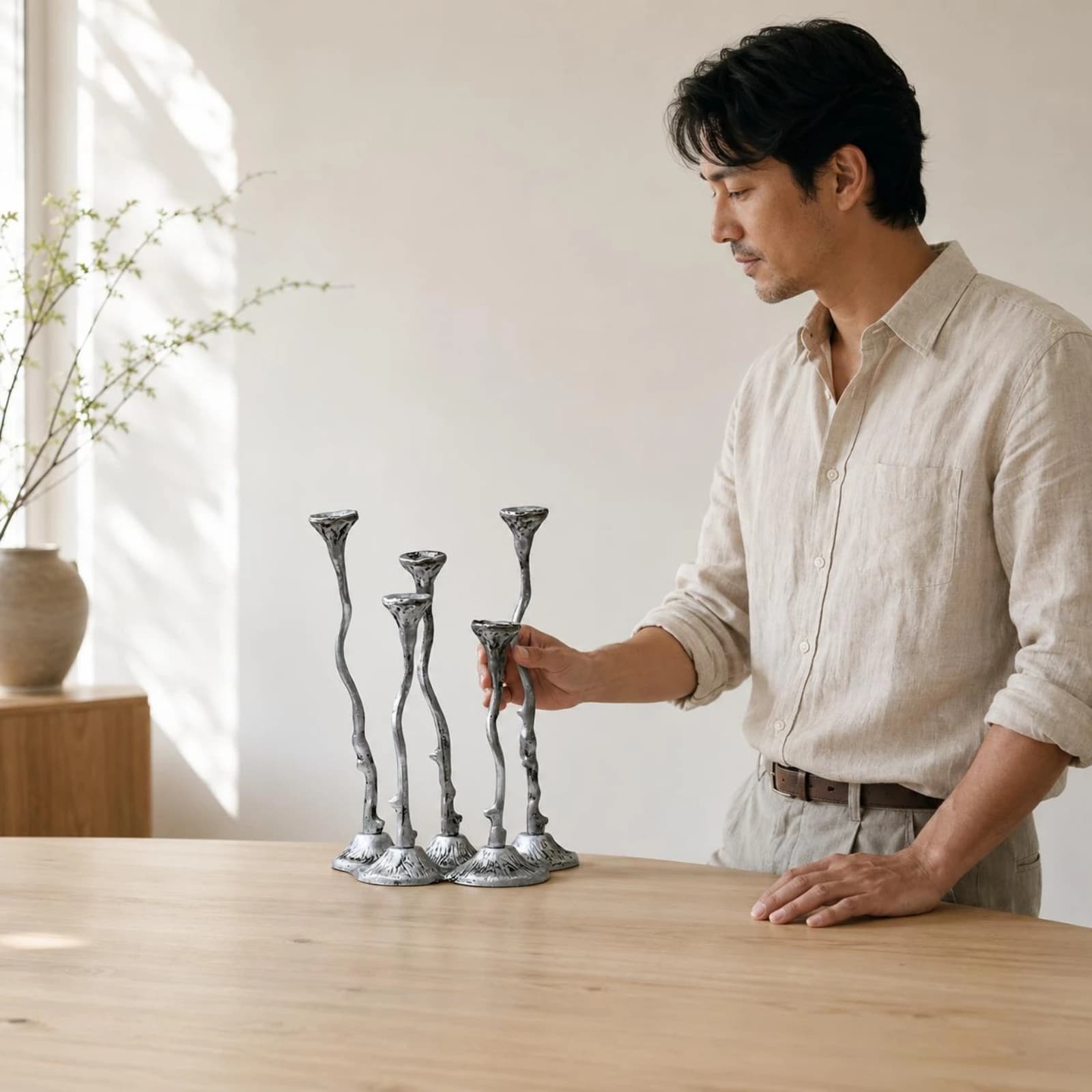 Handcrafted Branch Candle Holder Easy to Assemble Five Cup Candlestick Candelabra Wohnaccessoire for Dining Table Display
