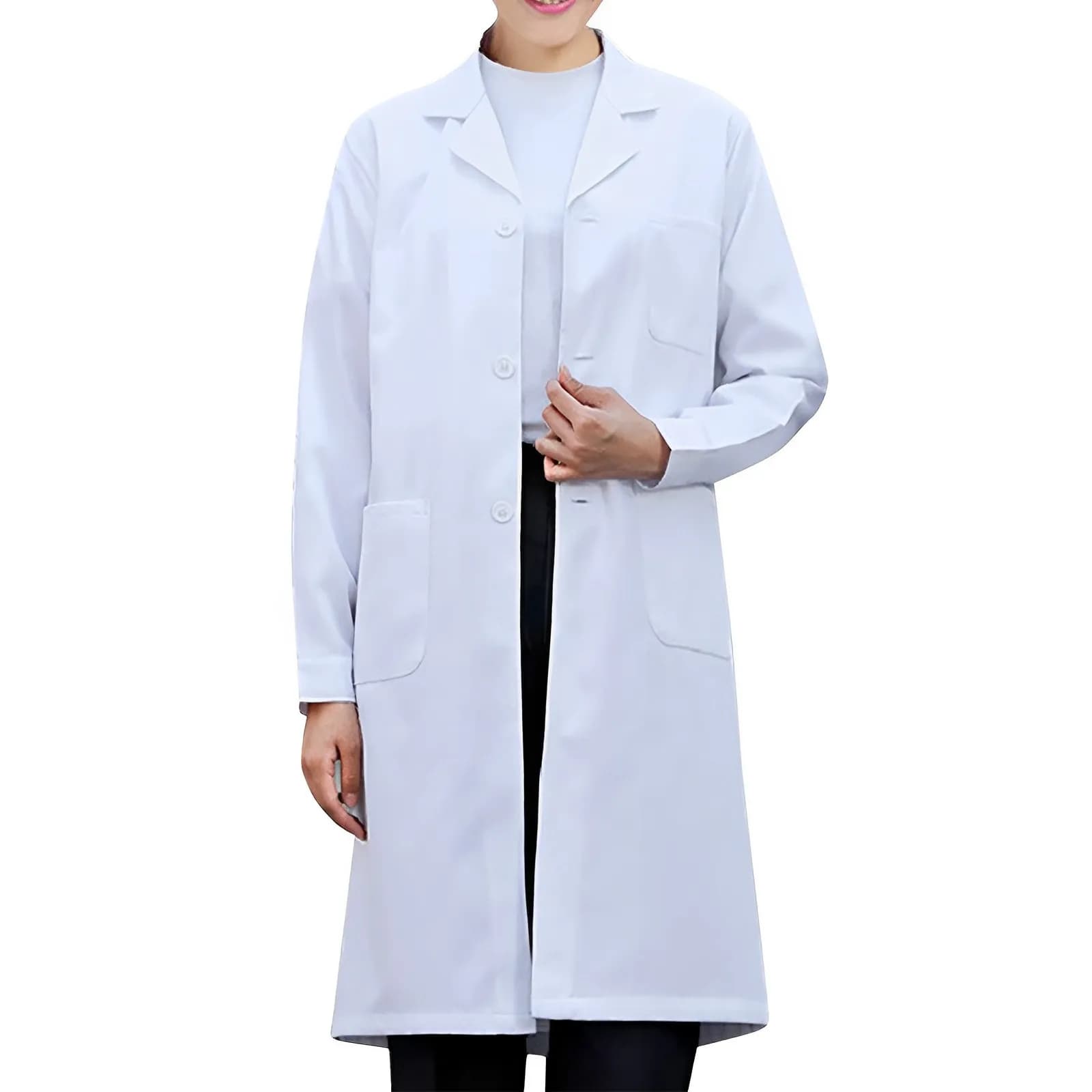 Men's White Laboratory Shirts Chemistry Professionals Nurse Long Sleeves Medical Workwear Unisex Coats