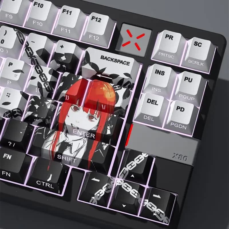 Makima Anime Copritasti Traslucidi 123 Tasti PBT Keycap Chreey Copritasti Copritasto Dye-sub Tastiera Meccanica per 64/68/71/108