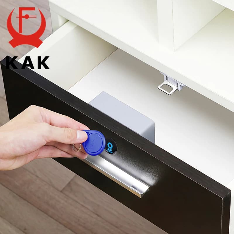KAK Serratura elettronica Armadietto RFID Serratura per armadietto Serratura con sensore invisibile Serrature per cassetti nascosti Serratura di sicurezza per bambini senza chiave Hardware per porta