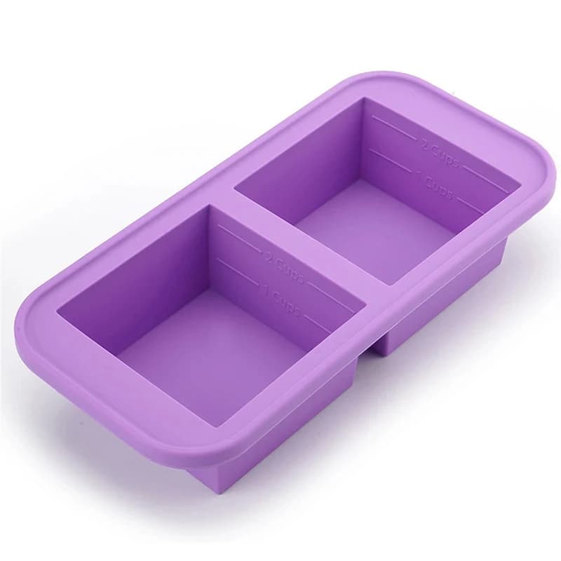 Stampi in Silicone per Congelatore da 1/2 Tazza con Coperchio, Vassoi Riutilizzabili per Cubetti di Ghiaccio, Contenitori per Zuppa, Salsa, Brodo, Preparazione Pasti, Adatti per Forno e Lavastoviglie