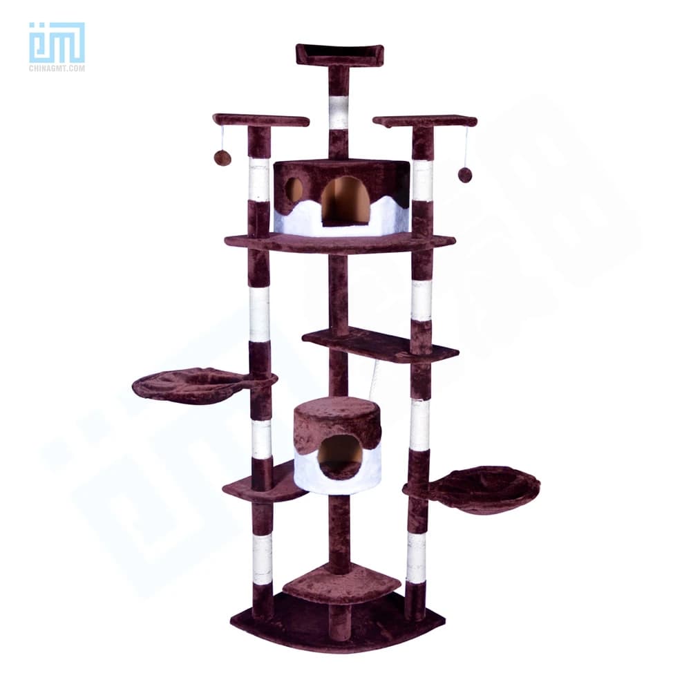 Luxury 4 Level Eco-friendly Sisal Rope Solid Wood Flannel Cat Scratcher Tower Climbing Frame for Indoor Cats