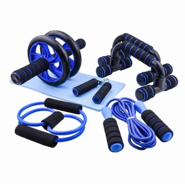 Portable Travel Fitness Set Push-up Support + Jumping Wheel + Handle + Yoga Mat + ABS Wheel
