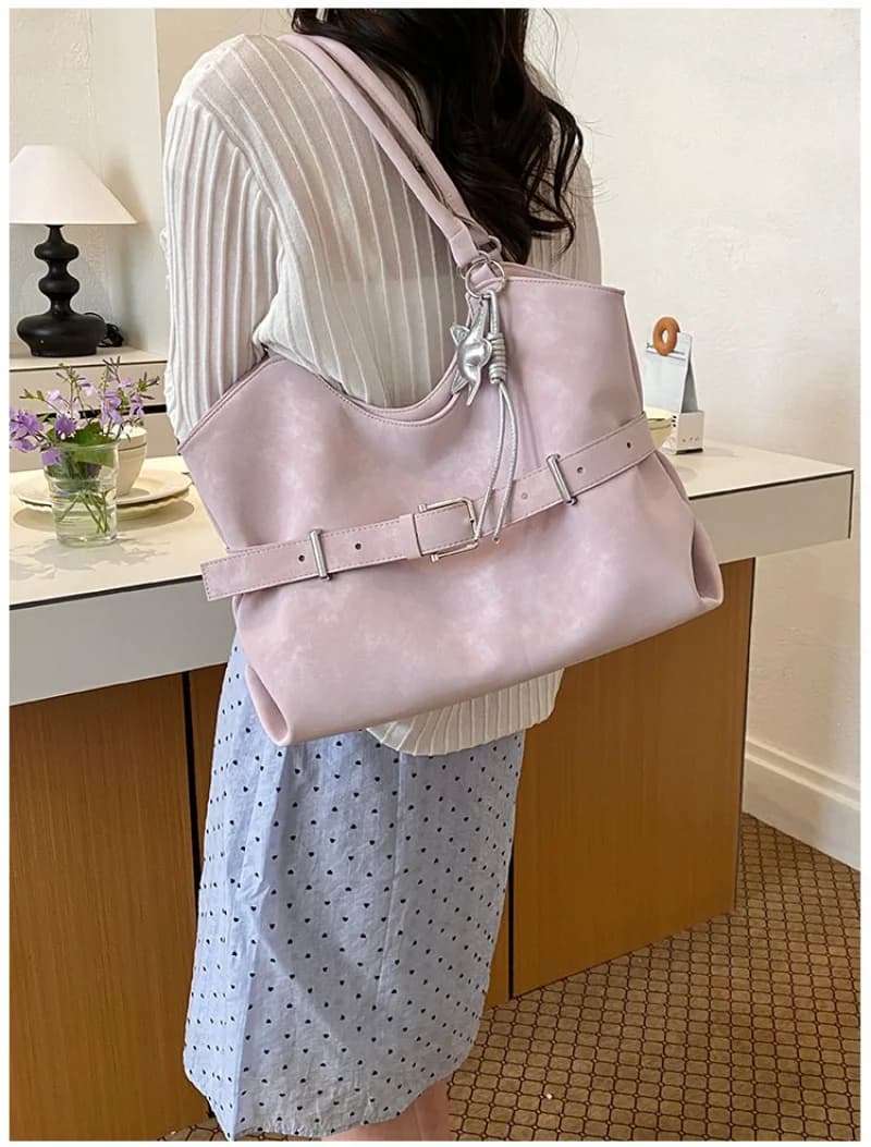 Women's Fashion Pastel Suede Hobo Shoulder Bag with Star Charm Casual Office Work Daily Travel Underarm Purse Women Handbags