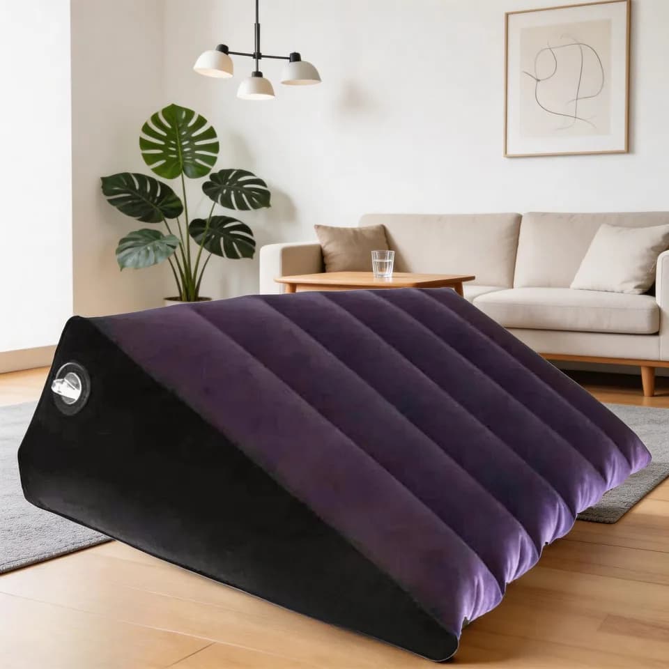 Cuscino gonfiabile da viaggio portatile, utilizzato per il supporto, gonfiaggio rapido, adatto per viaggi, auto, treno, cuscino triangolare