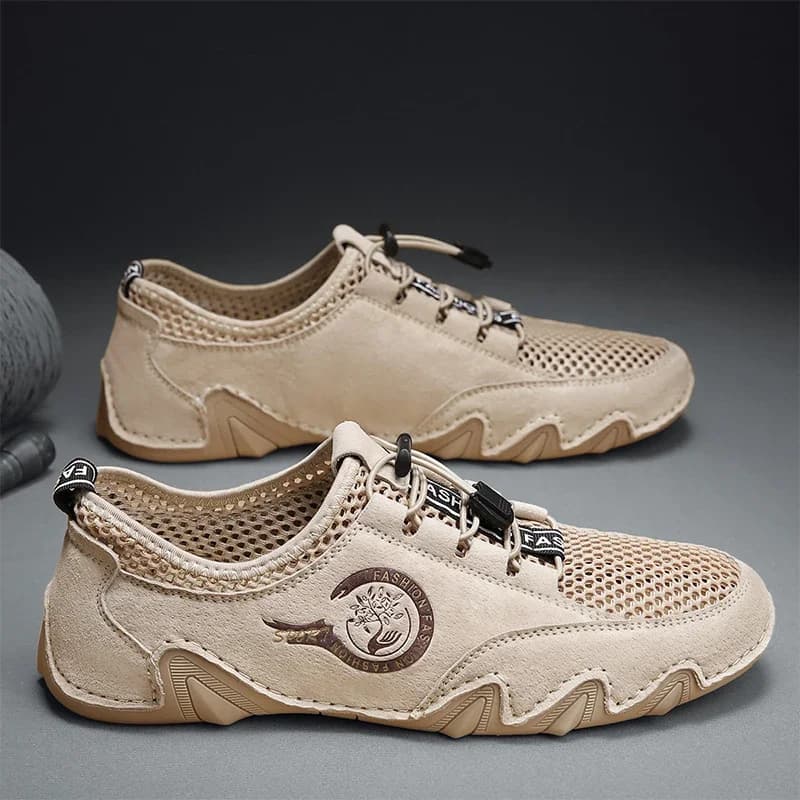 2026 New Mesh Breathable Solid Color Driving Shoes for Men Flat Elastic Band Outdoor Sneakers Summer Men Sneakers Casual Shoes