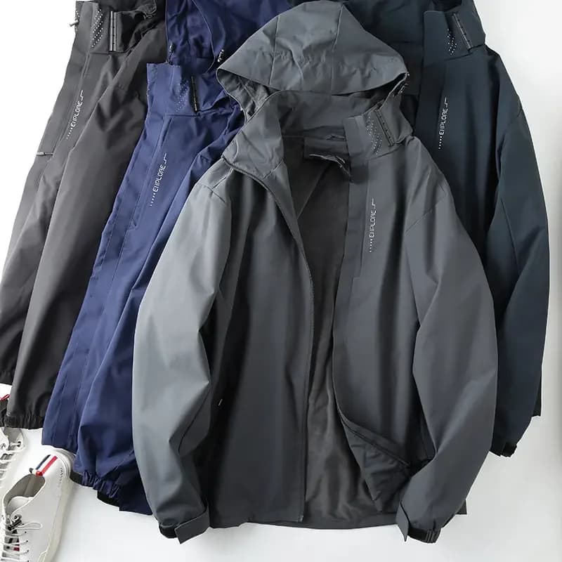Tecnologia a tripla protezione. Disponibili anche in grandi dimensioni! Giacca autunnale e invernale in cotone sottile antivento e impermeabile con cappuccio