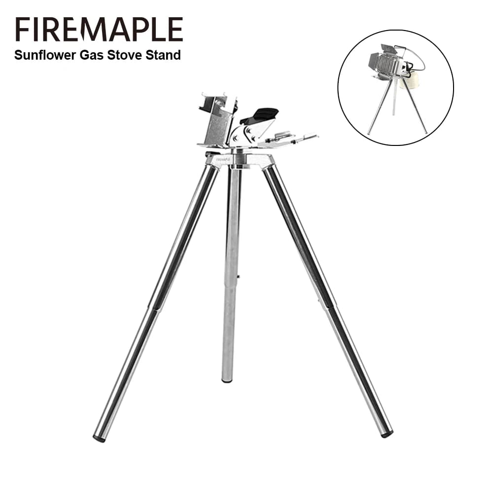 Support for gas stove with sunflower and fire-fighting vine 1/4 '' Light tripod for gas heater Support for stainless steel outdoor burner for camping