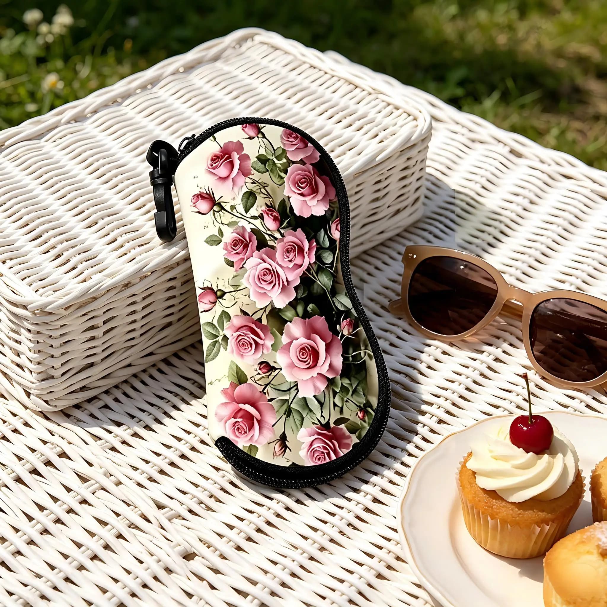Glasses Sleeve Portable Sunglasses Holder Glasses Pouch Lightweight Rose Glasses Case For Travel Backpack Handbag