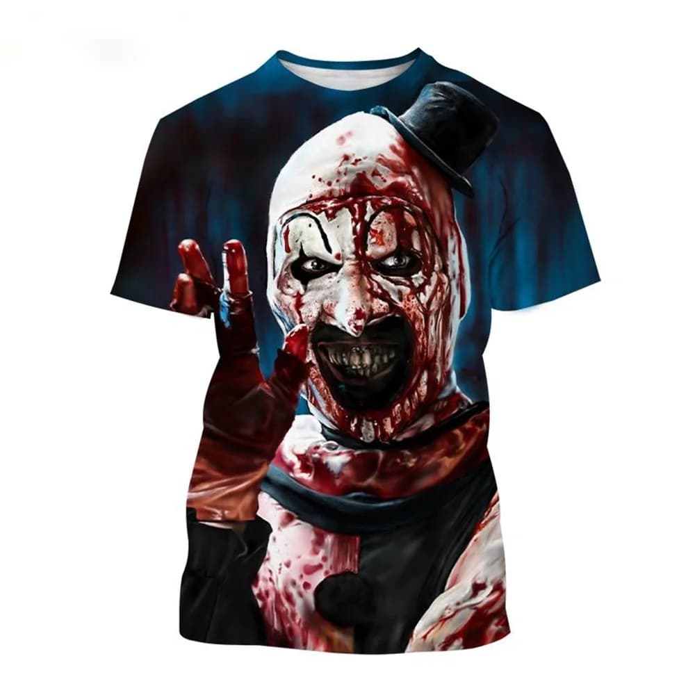 Horror Theme 3D Print Short-Sleeve T-Shirt Casual Round Neck Top for Summer Daily Wear