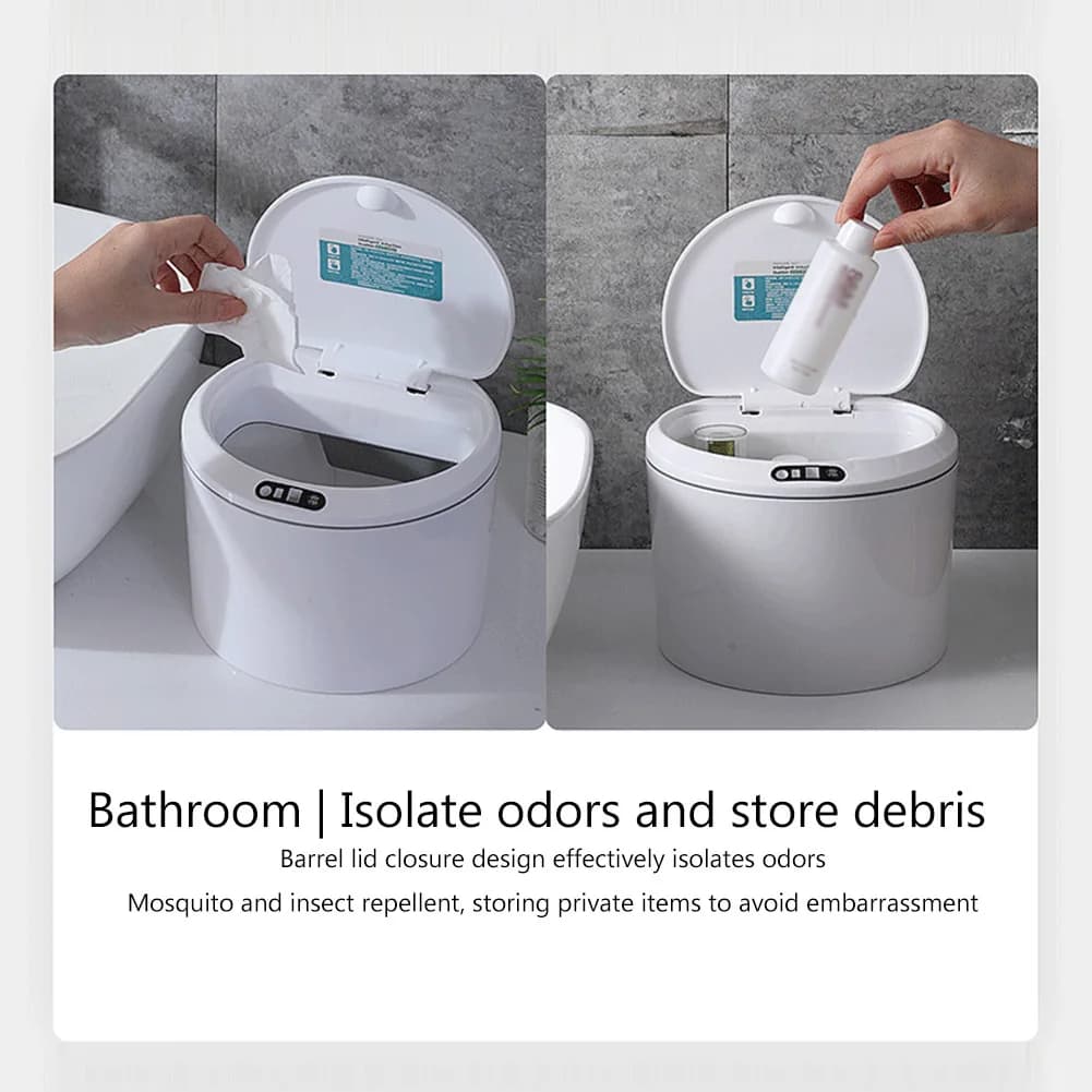 Sensore elettrico Bidone della spazzatura intelligente Secchio portaoggetti da tavolo automatico da 3 litri Accessori puliti rimovibili per l'home office