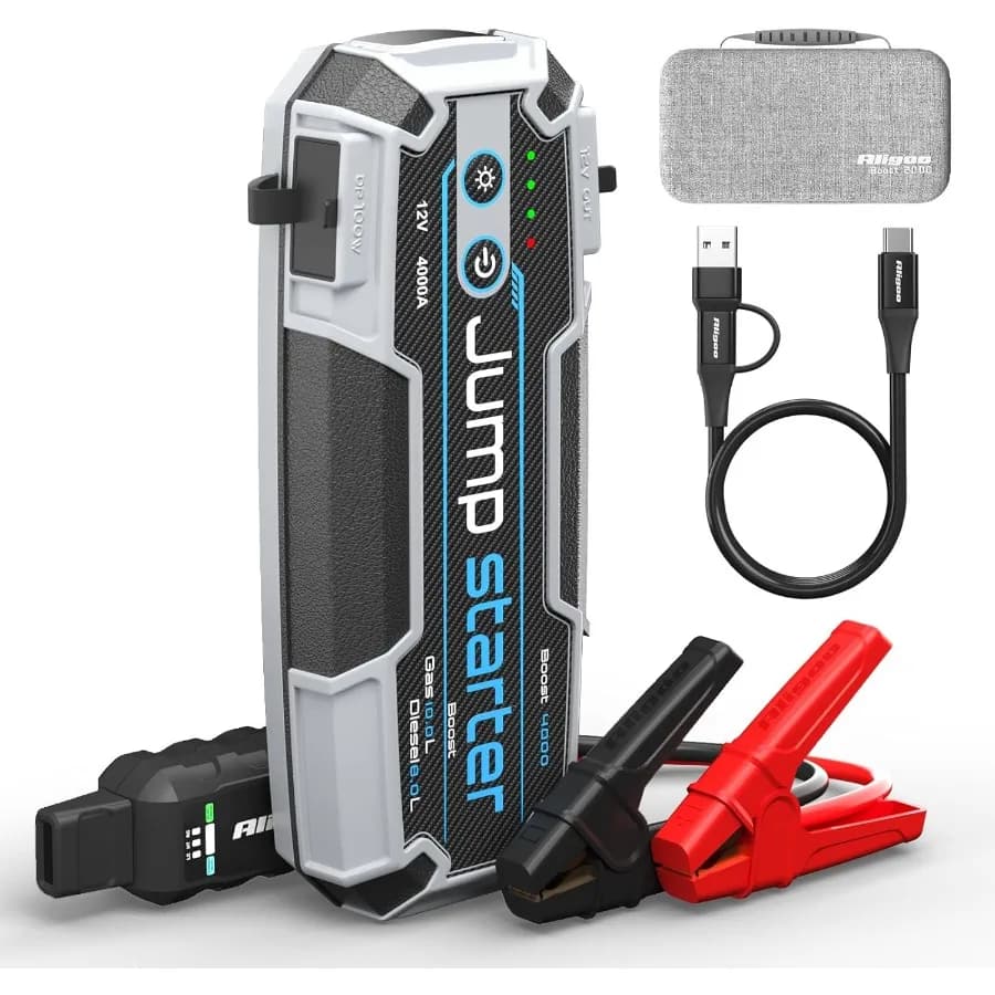 Avviatore portatile per ponticello per auto 24000mAh 12V Peak 4000A Jump Box con valutazione impermeabile IP67 Gancio magnetico Carica rapida fino a 100W B