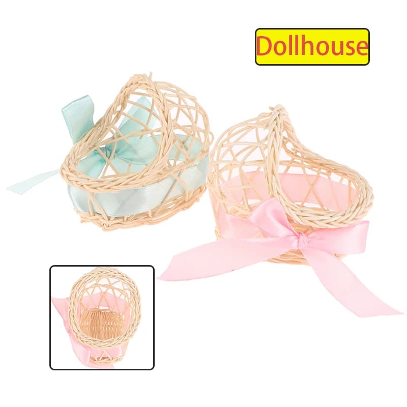 Culla per asilo nido intrecciata a mano in legno in miniatura per casa delle bambole Culla per bambini 1:12 Mobili per casa delle bambole Decora accessorio Giocattolo per bambini