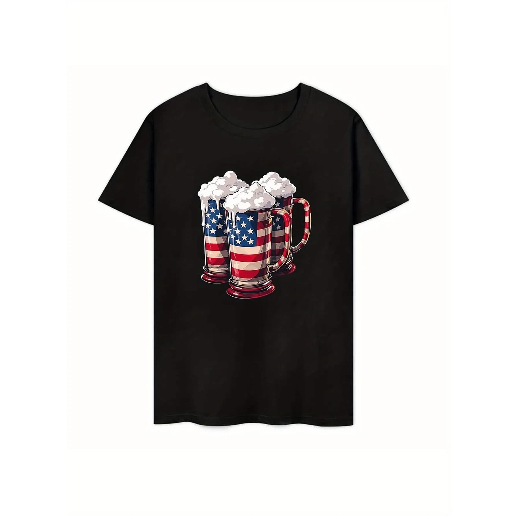 T-shirt da uomo in cotone a maniche corte con stampa grafica della bandiera americana, maglietta casual per il quarto di luglio