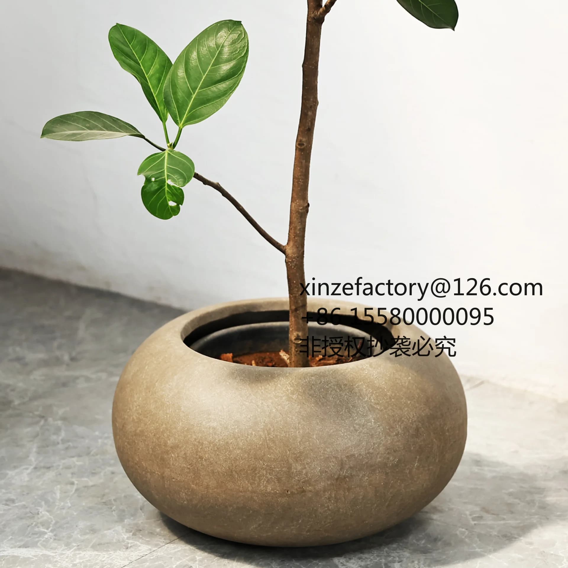 Vaso per Fiori in Magnesio Stile Wabi-Sabi 2026, Design Rotondo e Piatto, per Piante Verdi con Elementi Chi, Direttamente dalla Fabbrica